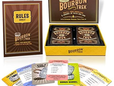 BourbonTrek Trivia Game - Embark on a Journey of Facts & Lore | Perfect Bourbon Gifts for Men with Four Fun Categories History, Science, Pop Culture, Neat or Not Supply