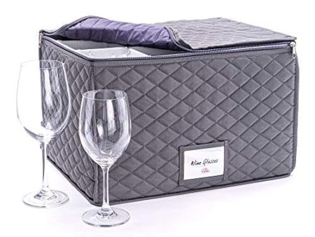 Wine Glass Storage - Protective Container Box for Stemware - Holds 12 Red or White Wine Glasses - Padded Glassware Storage Case with Dividers, Great for Protecting or Moving Tall Glassware. For Sale