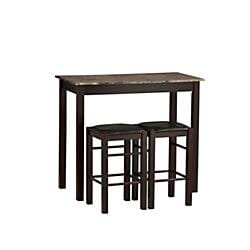 Linon Brown 3-Piece Table Faux Marble Tavern Set, 42  w x 22.25  d x 36  h Discount