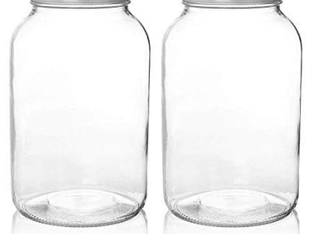 kitchentoolz 2 Pack 1 Gallon Glass Large Mason Jars Wide Mouth with Airtight Metal Lid, Safe for Fermenting Kombucha Kefir Kimchi, Pickling, Storing and Canning, Dishwasher Safe, Made in USA For Sale