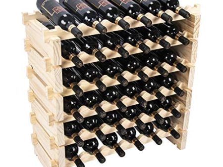 Beyond Your Thoughts Wine Rack Pine Wood 36 Bottle Capacity Stackable Storage Stand Display Shelves, Wobble-Free, Thicker Wood, (36 Bottle Capacity, 6 Rows x 6) Online Sale