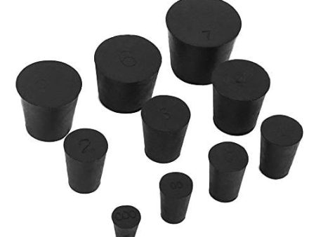 19-Pack (10 Assorted Sizes) 000# -7# Solid Rubber Stoppers Online Sale