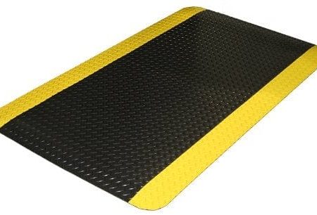 Durable Corporation-442S Vinyl Heavy Duty Diamond-DEK Sponge Industrial Anti-Fatigue Floor Mat, 2  x 3 , Black with Yellow Border Online now