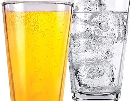 1 Pint Beer Glasses - 2 Pack – Elegant 16 oz Tall Clear Drinking Glass and All Purpose Tumblers – Pub Style Design For Home Dining, Bars, and Parties – by Kitchen Lux Discount