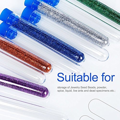 Teenitor 50 Pack Clear Plastic Test Tubes with Blue Caps, 13×78mm, Great for Halloween Party Cheap