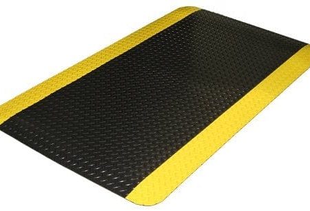 Durable Corporation-442S35BKY Vinyl Diamond-Dek Sponge Industrial Anti-Fgue Floor Mat, 3  x 5 , Black with Yellow Border Fashion