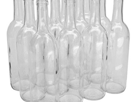 North Mountain Supply - NMS W5 Flint 750ml Glass Bordeaux Wine Bottle Flat-Bottomed Cork Finish - Case of 12 - Clear Flint Supply