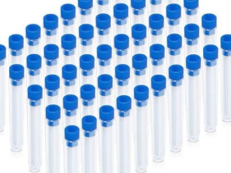 Teenitor 50 Pack Clear Plastic Test Tubes with Blue Caps, 13×78mm, Great for Halloween Party Cheap