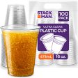 [100 Pack - 16 oz.] Clear Disposable Plastic Cups PET Crystal Clear Disposable 16oz Plastic Cups Online Hot Sale