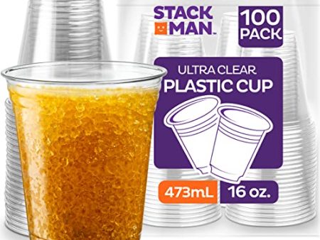 [100 Pack - 16 oz.] Clear Disposable Plastic Cups PET Crystal Clear Disposable 16oz Plastic Cups Online Hot Sale