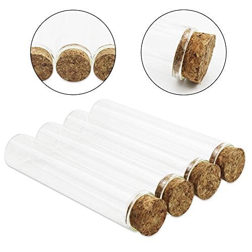 SUPERLELE 18pcs 55ml Glass Test Tubes 25×120mm Clear Flat Test Tubes with Wooden Stopper for Science Lab, Plant Propagation, Bath Salt and Candy Storage Sale