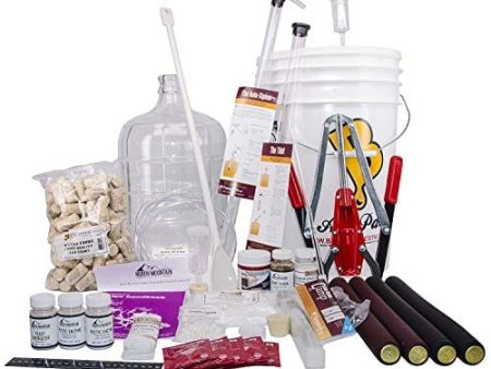 North Mountain Supply 3 Gallon Wine From Fruit Complete 32pc Kit With Glass Carboy - Only Fruit & Bottles Required For Cheap