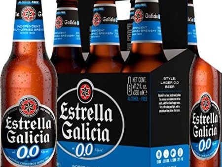 [Pack of 6] Estrella Galicia 0.0% NA Non Alcoholic Beer, Water from A Coruña -12 Fl Oz For Sale