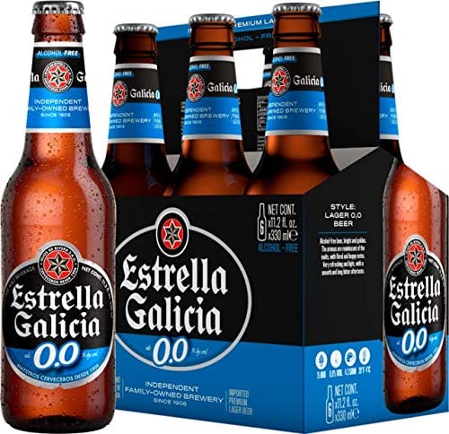 [Pack of 6] Estrella Galicia 0.0% NA Non Alcoholic Beer, Water from A Coruña -12 Fl Oz For Sale