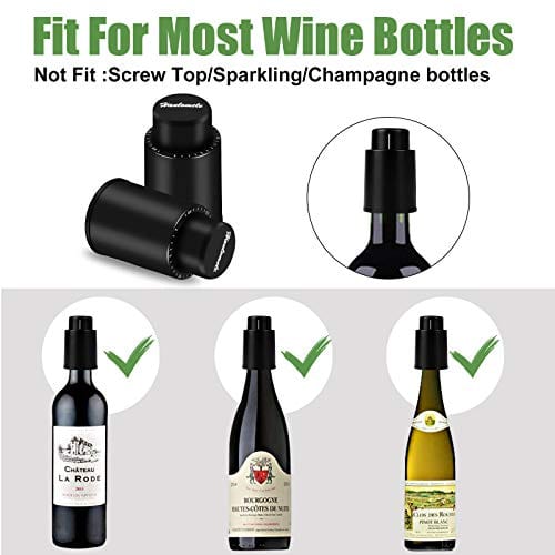 [2 PACK]Wine Bottle Stoppers, Reusable Wine Stoppers, Vacuum Wine Preserver with Time Scale Record, Wine Savers Vacuum Pump Corks Keep Wine Really Fresh, Best Gift Accessories. Supply