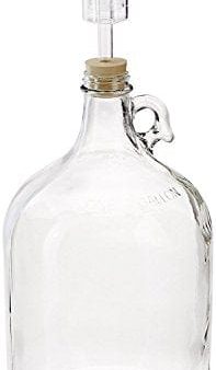 North Mountain Supply 1 Gallon Glass Jug with Handle, Rubber Stopper & 3-Piece Airlock, Clear, NMS 38 Gallon Jug - 6.5 + 3-Piece Online Sale