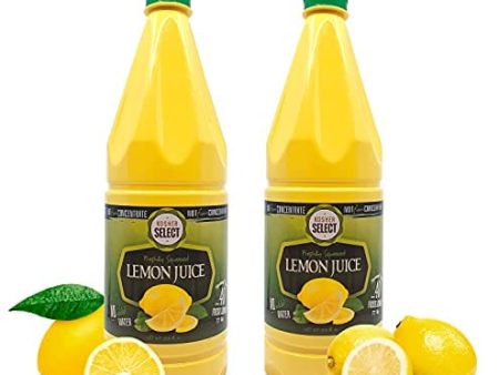 2 Pack 100% Lemon Juice Freshly Squeezed NO Added Water 33.8oz Not From Concentrate - Appx 40 Freshly Squeezed Lemons in Each Bottle - Kosher Food - Kosher Select Supply