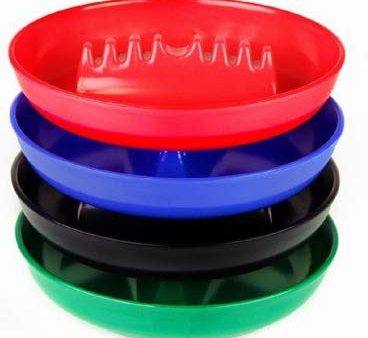 ALAZCO Set of 4 Round Melamine Large Ashtray - 7  Diameter - Cigarette Cigar Tabletop Vintage Style Restaurant Safety Ridge (Blue, Red, Black & Green) Online Sale