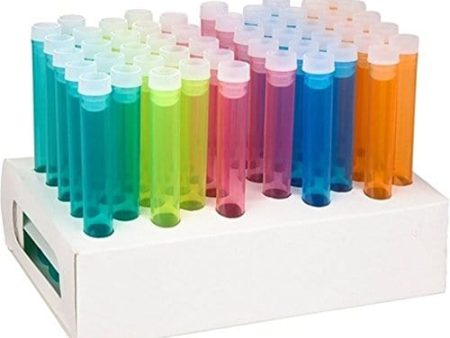 50 Piece Assorted Color Plastic Test Tube Set with Caps and Cardboard Rack Online Hot Sale