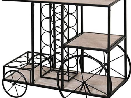 HOMCOM 16-Bottle Mobile Bar Cart with Wine Rack Storage, Featuring an Elegant Design & Three Shelves for Storage Display Cheap