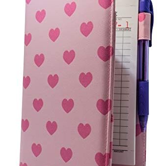 Industry Night Pink Hearts Pretty Server Book Waitress Organizer | Cute Print 5x8 Restaurant Waitstaff Wallet Order Pad Holder Sale