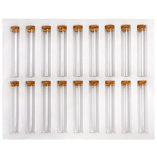 SUPERLELE 18pcs 55ml Glass Test Tubes 25×120mm Clear Flat Test Tubes with Wooden Stopper for Science Lab, Plant Propagation, Bath Salt and Candy Storage Sale