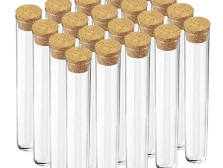 Temedon 20pcs Glass Test Tubes, 25×200mm(80ml) Round Bottom Test Tubes with Cork Stoppers for Bath Salts, Candy Storage, Plant Propagation For Cheap