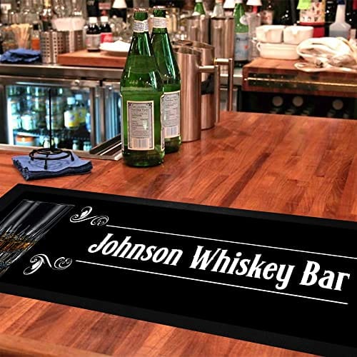 Bang Tidy Clothing Personalized Bar Runner Mat - Novelty Beer Gifts for Home Bars - Whiskey Glass Hot on Sale