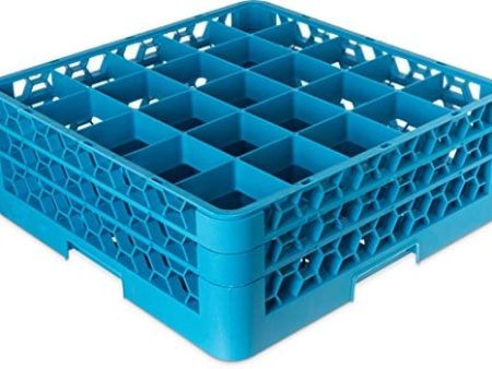 Carlisle FoodService Products RG25-214 OptiClean 25 Compartment Glass Rack with 2 Extenders, Blue For Sale