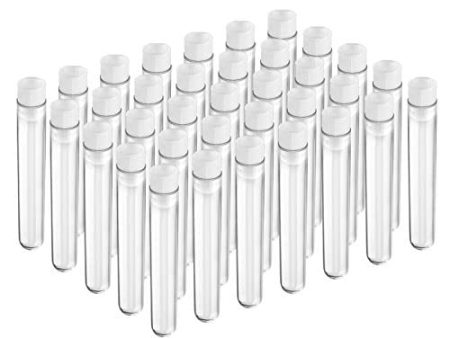 Temedon 100pcs Test Tubes, 16x100mm(10ml) Plastic Test Tubes with Caps for Lash Wands, Scientific Experiments, Plant Propagation Cheap