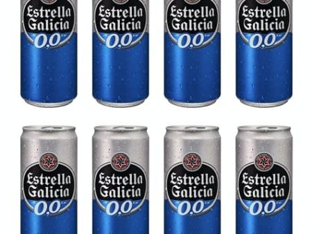 [Pack of 8] Estrella Galicia 0.0% NA Non Alcoholic Beer Cans, Water from A Coruña - 16.9 Fl Oz on Sale