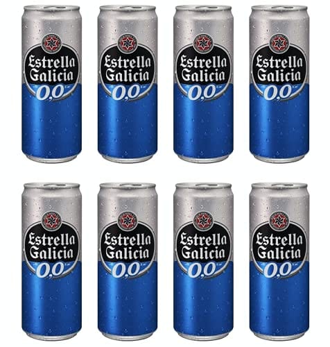 [Pack of 8] Estrella Galicia 0.0% NA Non Alcoholic Beer Cans, Water from A Coruña - 16.9 Fl Oz on Sale