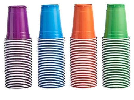 AmazonCommercial Plastic Cups, 16oz, Orange, Light Blue, Purple, Lime Green, Pack of 120 For Discount