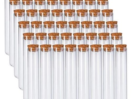 Bekith 48pcs 45ml Glass Test Tubes 25x140mm with Cork Stoppers, as Bath Salt Containers, for Scientific Experiments, Party Decorations, Candy Storage Cheap