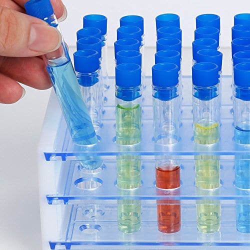 Teenitor 50 Pack Clear Plastic Test Tubes with Blue Caps, 13×78mm, Great for Halloween Party Cheap