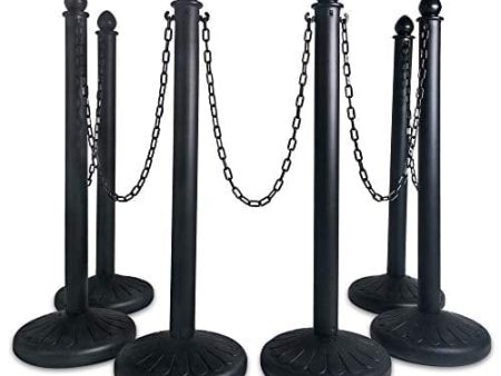 Crowd Control Stands Black Plastic Stanchion Posts Set Barrier with 5PCS 40  Link Chain | C-Hooks，Pack of 6 Discount