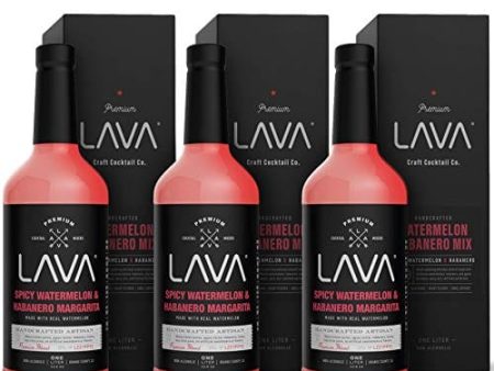 (3 Pack) LAVA Premium Spicy Watermelon Habanero Margarita Mix, Cold-Pressed Organic Watermelon, Agave, Habanero, No Artificial Sweeteners, Lots of Flavor, Ready to Use, 1-Liter (33.8oz) Glass Online