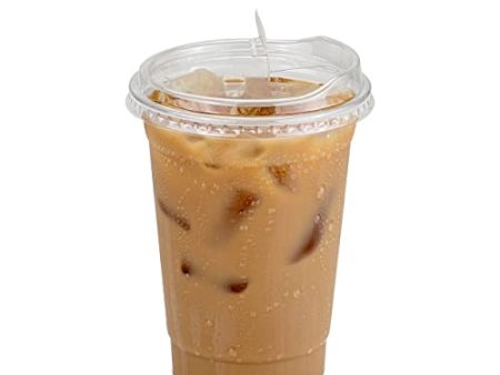 [50 Pack] Disposable Strawless Plastic Cups with Lids - 20 Oz Clear Plastic Cups and Sippy Cups Lids, Perfect Eco-Friendly To Go Cups for Iced Coffee, Smoothies, Soda Party Drinks and Cafe Essentials For Discount