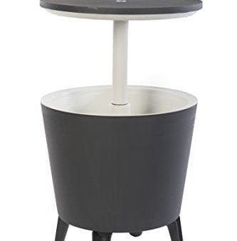 Keter Modern Cool Bar Outdoor Patio Furniture and Hot Tub Side Table with 7.5 Gallon Beer and Wine Cooler, Grey on Sale