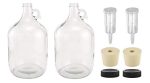 North Mountain Supply - 1G-38-ST-3P-2 1 Gallon Glass Fermenting Jug with Handle, 6.5 Rubber Stopper, 3-Piece Airlock, Black Plastic Lid - Set of 2 For Discount