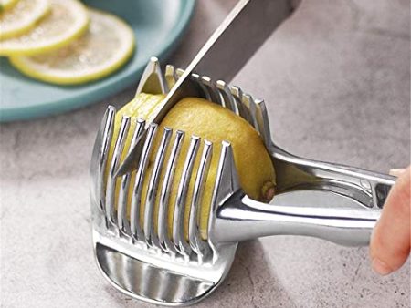 Onion, Tomato, Lemon Slice Cutter holder Multipurpose Handheld Round Fruit, Stainless Steel, Easy Slicing Fruits & Vegetable Tool, Kitchen Cutting Aid Tool Online Hot Sale