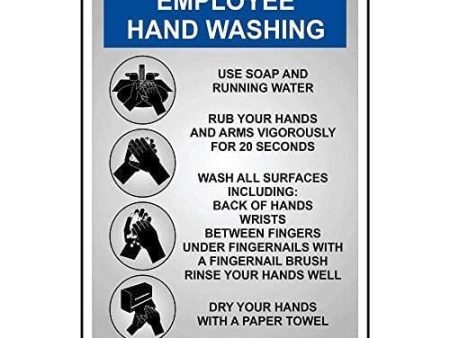 ComplianceSigns.com Employee Hand Washing Sign, 10x7 inch Plastic for Handwashing For Sale