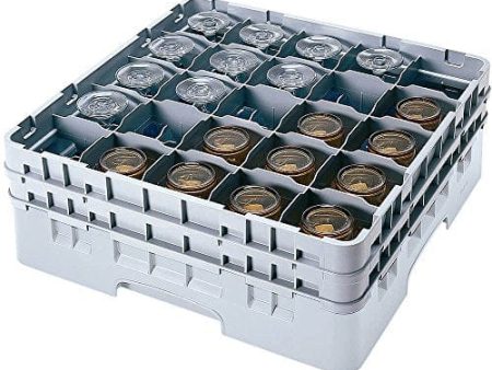 Cambro 25S418-151 4-1 2-Inch Camrack Plastic Stemware and Tumbler Glass Rack with 25 Compartments, Full, Soft Gray For Sale