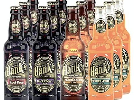 [Pack of 12][4 Flavor] Hank s Gourmet Sodas Variety Pack (Root Beer, Orange Cream, Vanilla Cream, Wishniak Black Cherry) - 12 Fl Oz For Cheap