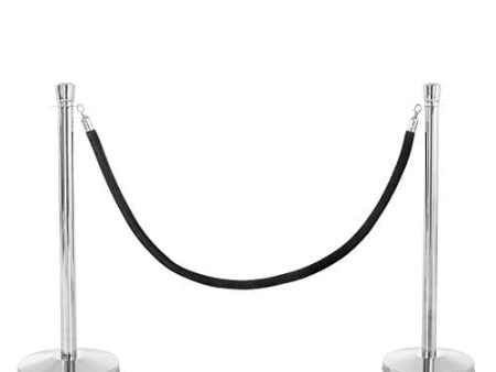 US Weight - U2140 Premier Chrome Post and Black Velvet Rope Crowd Control Stanchions For Sale