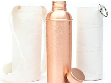 100% Pure Copper Designer Water Bottle (34 OZ  1000 ml) w  Carrying Canvas Bag & Sleeve Online Hot Sale