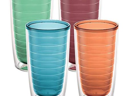 Tervis Made in USA Double Walled Clear & Colorful Tabletop Insulated Tumbler Cup Keeps Drinks Cold & Hot, 16oz - 4pk, Assorted For Cheap