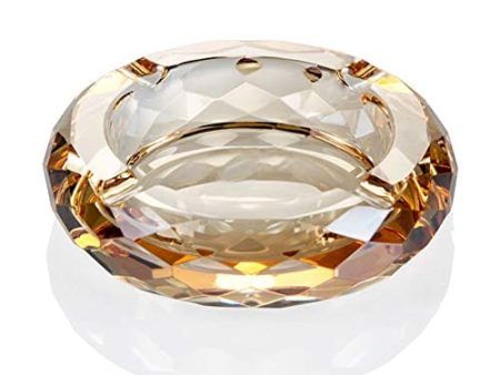 Crystal Glass Ashtray, Cigar Cigarettes Ashtray Holder Home Office Desktop Tabletop Decoration,Crystal Gold For Cheap