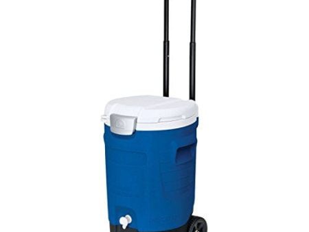 Igloo 5 Gallon Wheeled Portable Sports Cooler Water Beverage Dispenser with Flat Seat Lid, Blue, Model Number: 42256 Hot on Sale