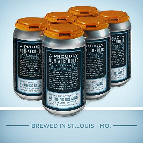 WELLBEING BREWING CO. 6 Pack Cans - Hellraiser Dark Amber Non-Alcoholic Craft Beer - 80 Calories - Zero Grams of Sugar - Vegan - non-GMO - High in Anti-Oxidants   Anti-Inflammatories - 12 Fl. oz. Sale